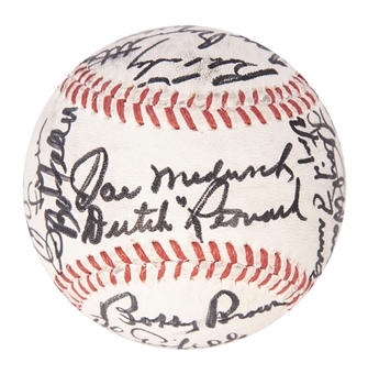 Hall of Fame & Stars Multi Signed Baseball Including 20 Signatures With Joe Louis, Whitey Ford, Lloyd Waner & Johnny Mize (Beckett)